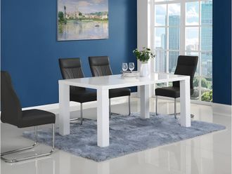 Vente-Unique 6 - Seaterer Dining Table - White Lacquered MDF - MONICA