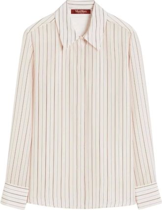 Max Mara Shirts, female, Pink, Size: 2XS Printed Crepe de Chine Shirt