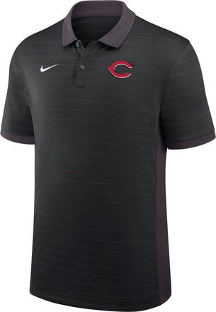 Nike Cincinnati Reds Authentic Collection Striped Victory Nike Mens Dri-FIT MLB Polo in Black | 03BG0GJ6RED-P81