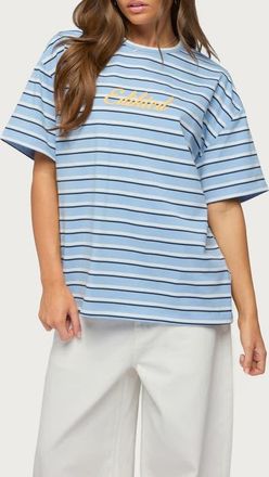 Edikted Chill Girl Stripe Oversize T-Shirt in Light-Blue-And-White at Nordstrom, Size X-Large
