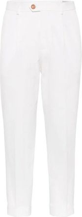 Brunello Cucinelli White Tailored Trousers With Button Detail, Brand Size 54 (US Size 38)