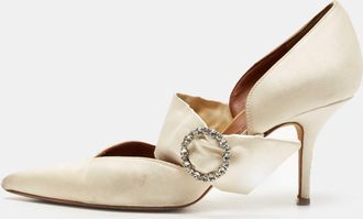 Malone Souliers White Satin Maite Pumps