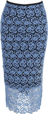 Erdem Erdem Lace Pattern Knee-Length Skirt in Light Blue Polyester