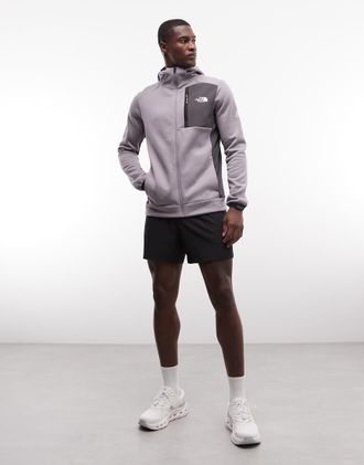 The North Face Mountain Athletics - Felpa con cappuccio in pile grigia con zip-Grigio