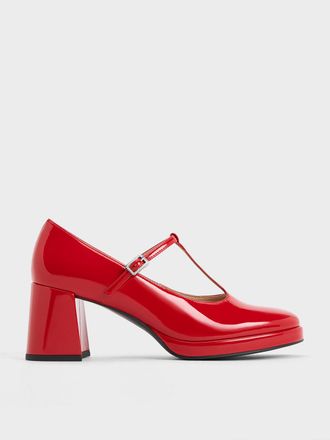 Charles & Keith Crystal-Buckle T-Bar Mary Jane Pumps