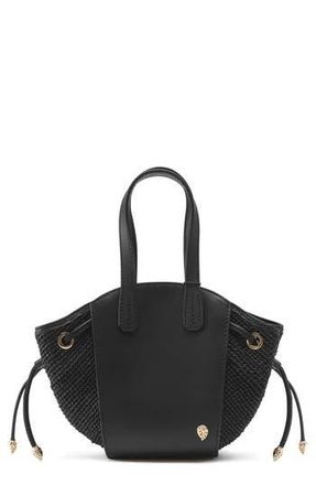 Helen Kaminski Piaf Raffia Trim Leather Tote in Black/Charcoal at Nordstrom Rack