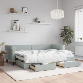 vidaXL Sof&aacute; Cama Nido Con Cajones Terciopelo Gris Claro 80x200 Cm Vidaxl