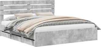vidaXL Estructura De Cama Gris Concreto 180 X 200 Cm Madera Ingenieril Vidaxl
