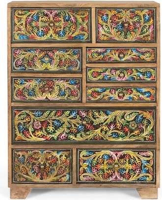 Giner&Colomer C&oacute;moda con cajones pintados con motivos florales a mano 70 cm largo