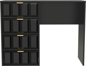 Welcome Furniture Hanover Ready Assembled 4 Drawer Vanity in Deep Black & Black Matt - Welcome Furniture | TJ Hughes