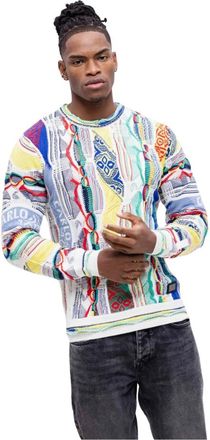 Carlo Colucci Truien & Vesten, Heren, Veelkleurig, M, Katoen, Rondgebreide trui