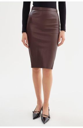 LaMarque Avana | Leather Pencil Skirt in Mahogany at Nordstrom, Size 12