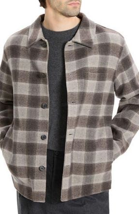 Theory Plaid Wool & Cashmere Flannel Button-Up Shirt Jacket in Feather Multi at Nordstrom Rack, Size Xx-Large