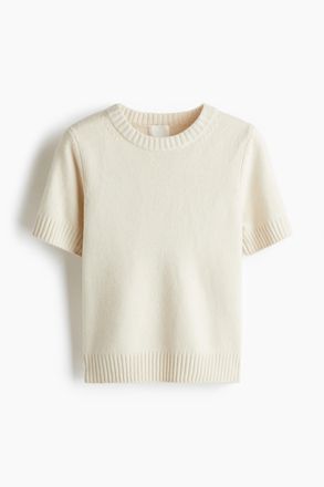 H&M Kurzarmpullover - Hellbeige