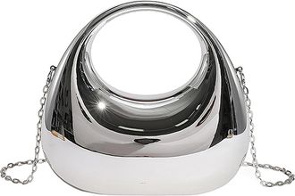 Generic Cymwer Women Acrylic Trendy Evening Clutch Purse Elegant Handbag for Prom Party(Silver) (Silver)