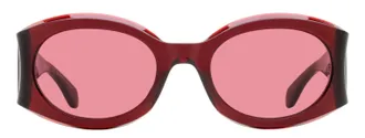 Ferragamo SF2008S Sculpted Oval Sunglasses - Red