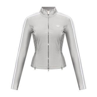 adidas Logo Sweatshirt - Dames - Vesten met rits - Grijs - M - Leer - Hoodies & sweatvesten