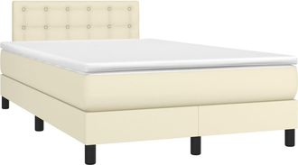 vidaXL Cama Box Spring Con Colch&oacute;n Cuero Sint&eacute;tico Crema 120x200 Cm Vidaxl