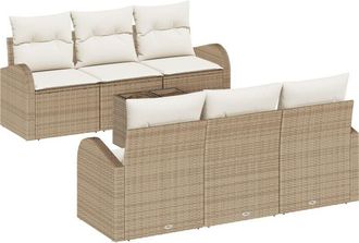 vidaXL Garden Sofa Set Beige 55 x 55 x 37 cm Poly Rattan vidaXL