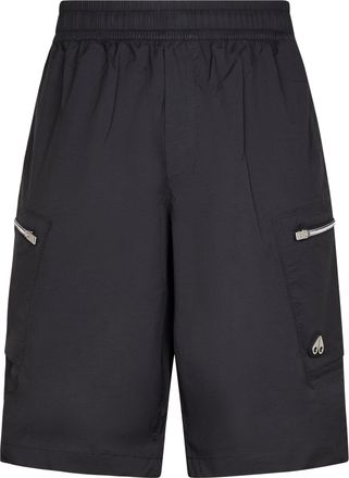 Moose Knuckles Relaxed Fit Black Cargo Shorts with Zippered Pockets