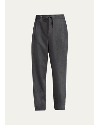 Giorgio Armani Mens Upton Cashmere-Stretch Pleated Drawstring Pants