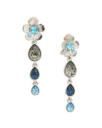 Oscar De La Renta Oscar De La Renta Flower & 3 Teardrop Clip-On Earrings