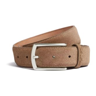 Ermenegildo Zegna Cintura in camoscio supersoft - Heren - Riemen - Beige - 120 CM - Su&egrave;de - Accessoires