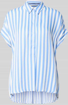 Eterna Relaxed Fit Bluse mit Knopfleiste und &Auml;rmeln mit Aufschlag in Blau, Gr&ouml;&szlig;e 44