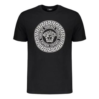 Versace T-Shirts, male, Black, Size: 3XL Logo Print Cotton T-shirt
