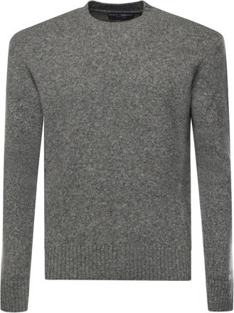Dolce & Gabbana Geribbelde Ronde Hals Lange Mouw Trui - Heren - Ronde hals truien - Grijs - XL - Truien & Vesten