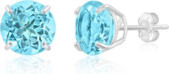 MAX + STONE 14k Yellow or White Gold 9mm Round Large Gemstone Stud Earrings