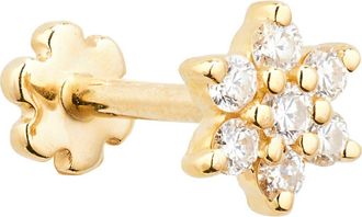 Maria Tash Diamond Flower Threaded Stud Earring in Yellow Gold at Nordstrom, Size 4.5 Mm