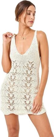 L*Space L*Space Lisola Cover-Up Womens Tapioca Crochet V-Neck Swimwear GBO3010