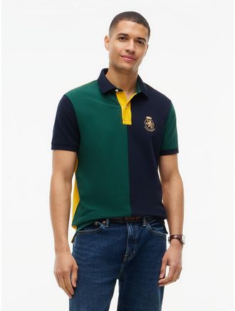 Tommy Hilfiger Mens Regular Fit Split Colorblock Polo - Navy/Green - XXXL
