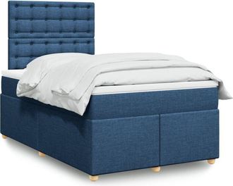 vidaXL Cama Box Spring Con Colch&oacute;n Tela Azul 120x190 Cm Vidaxl