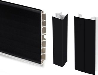 Emuca Emuca Kit De Z&oacute;calos Para Cocina Plasline Con Accesorios De Uni&oacute;n, Altura 150 Mm, 2 Barras De 2,35 M, Pl&aacute;stico Negro, Pl&aacute;stico