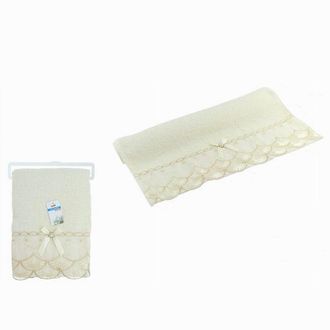 Trade Shop Trade Shop - Asciugamano Bagno Telo Cotone Morbido Decorato 70x140cm 380gr Beige Chiaro 79504