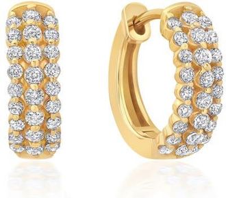 Crislu Triple Row Huggie Hoop Earrings in 18Kyg/Clear Stone at Nordstrom
