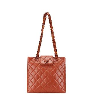 Chanel Pre-owned Shoulder Bags, female, Orange, Size: ONE SIZE Pre-owned Coco Mark Matelasse Lambskin Shoulder Bag