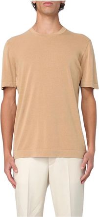 Drumohr Frosted T-Shirt - Heren - T-shirts - Bruin - L - Katoen - Tops