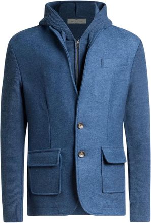 Etro Wollen jack met afneembare capuchon - Blauw