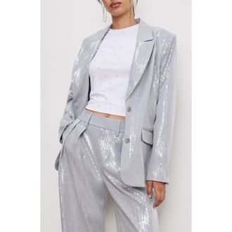 Good American Oversize Sequin Blazer in Heather Grey001 at Nordstrom Rack, Size 5X-Large