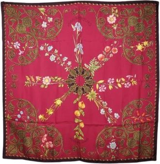 Herm&egrave;s Pre-owned Scarves, female, Red, Size: ONE SIZE Pre-owned Silk Scarf
