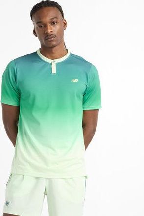 New Balance Mens Printed Tournament Top in Green Poly Knit, size X-Large