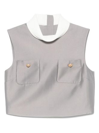 Self Portrait Top met satijnen afwerking - Grijs