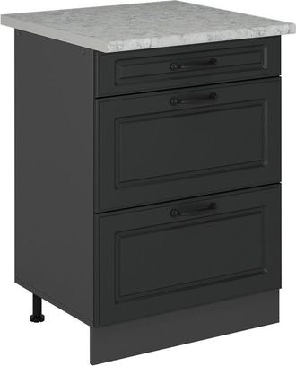 Vicco Mueble Bajo De Cocina R-line, Antracita Casa De Campo, 60 Cm Et M&aacute;rmol, Vicco