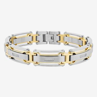 Robert Alton 1/6CTW Diamond Stainless Steel Yellow Finish Link Bracelet