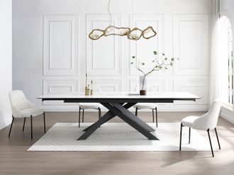 Vente-Unique Sedia in Tessuto bouclette e Metallo Nero Bianco - Lotto di 2 - LIAMONA