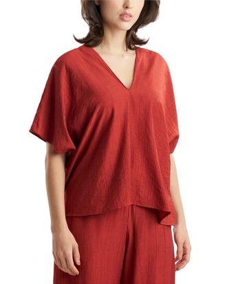 Natori Terra Foil Crinkle Caftan Shirt