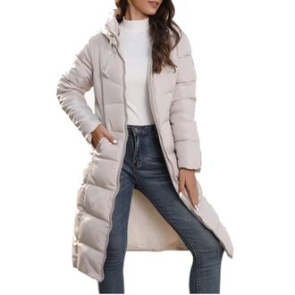 Generic Women Padded Long Puffer Coat Sale Clearance Winter Longline Jacket Quilted Coats with Pocket Sporty Thicken Casual Down Jacket Plus Size Plain Full Z